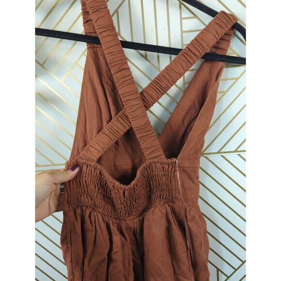 ABERCROMBIE & FITCH Women's Linen Scrunchie Strap Skort Brown Cross Back XS - Picture 6 of 9